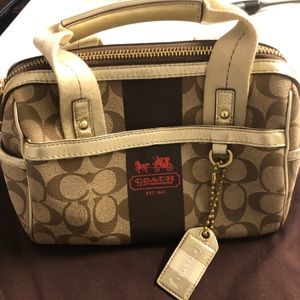 Vintage coach purse with gold accents